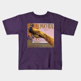 Vintage El Pavo Real Brand Fruit Crate Label Kids T-Shirt